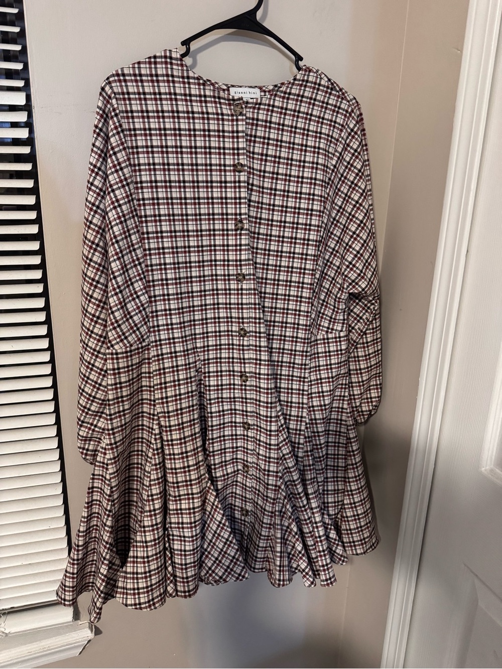 Gianni Bini Charlie Plaid Button Up Mini Dress Fall Academia Retro Cottagecore